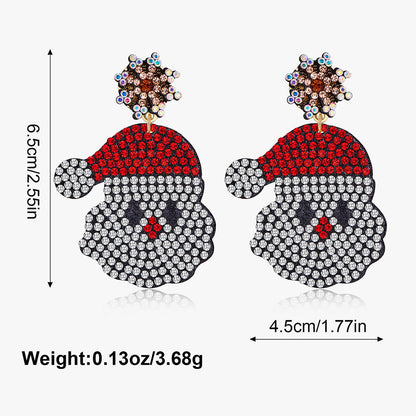 Trendy Enamel Christmas Theme Rhinestone Dangle Earring