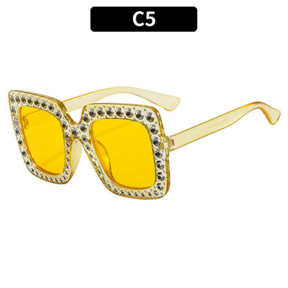 Colorful Disco Party Diamond Frame Sunglasses Retro Style