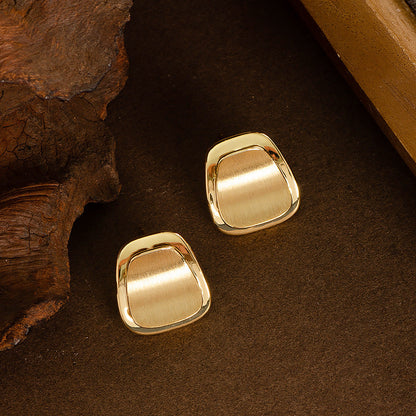 Square Geometric Earrings Minimalist Copper Design