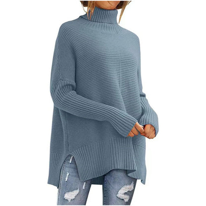 Trendy Turtleneck Batwing Sleeves Knitted Sweater