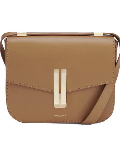 Structured Black Leather Shoulder Bag With Gold Clasp