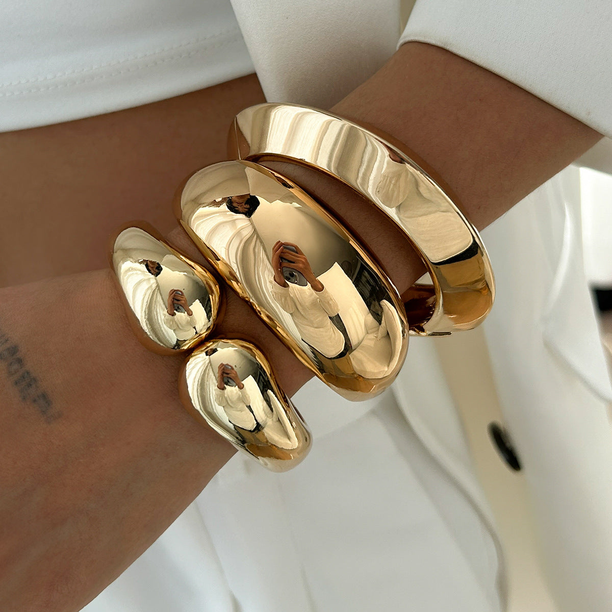 Geometric Hollow Double Waterdrop Bracelets Set Zinc Alloy Fashion