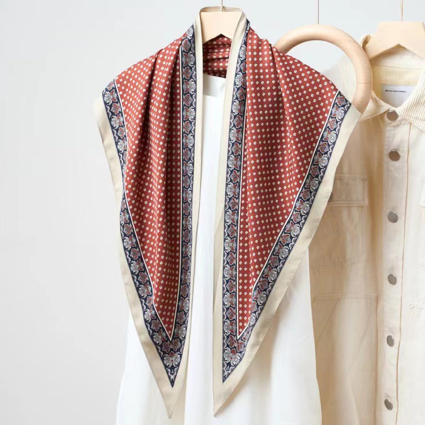 Vintage Polka Dot Triangle Silk Scarf