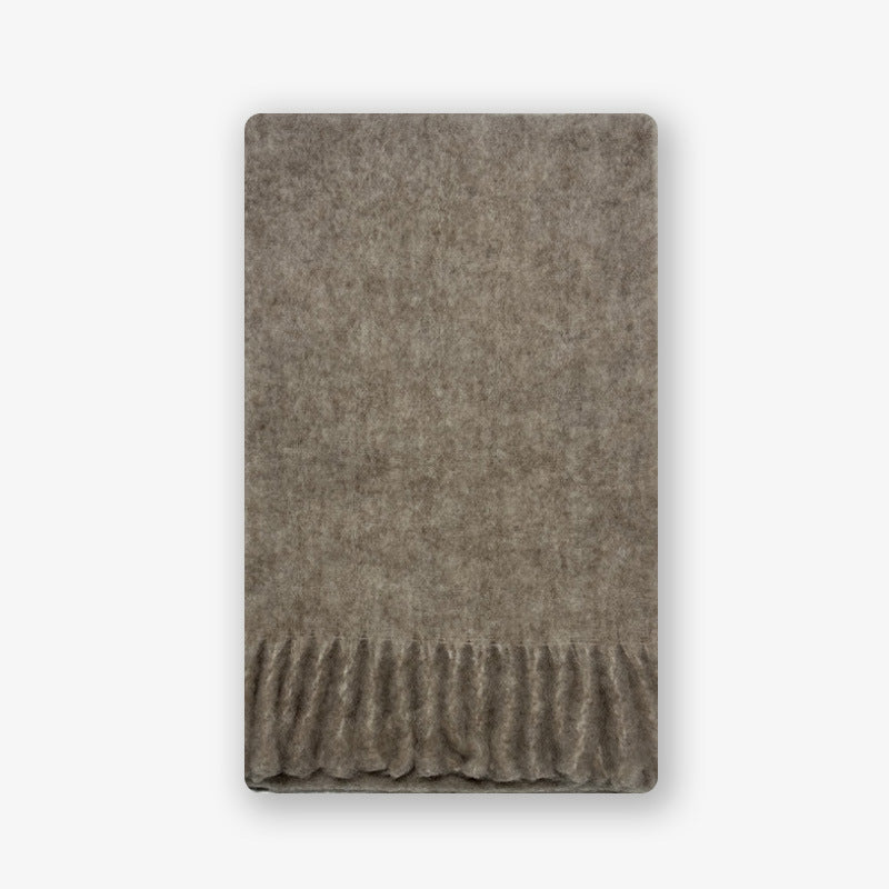 Winter Solid Color Thick Tassel Wool Scarf