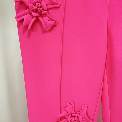 Floral Embellished Pants Stylish Casual Suit Trousers