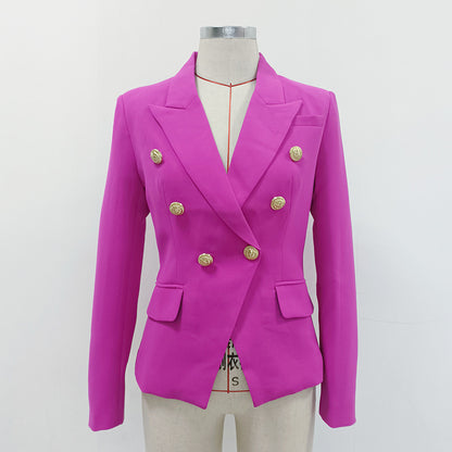 Double-Breasted Blazer With Metal Lion Head Button