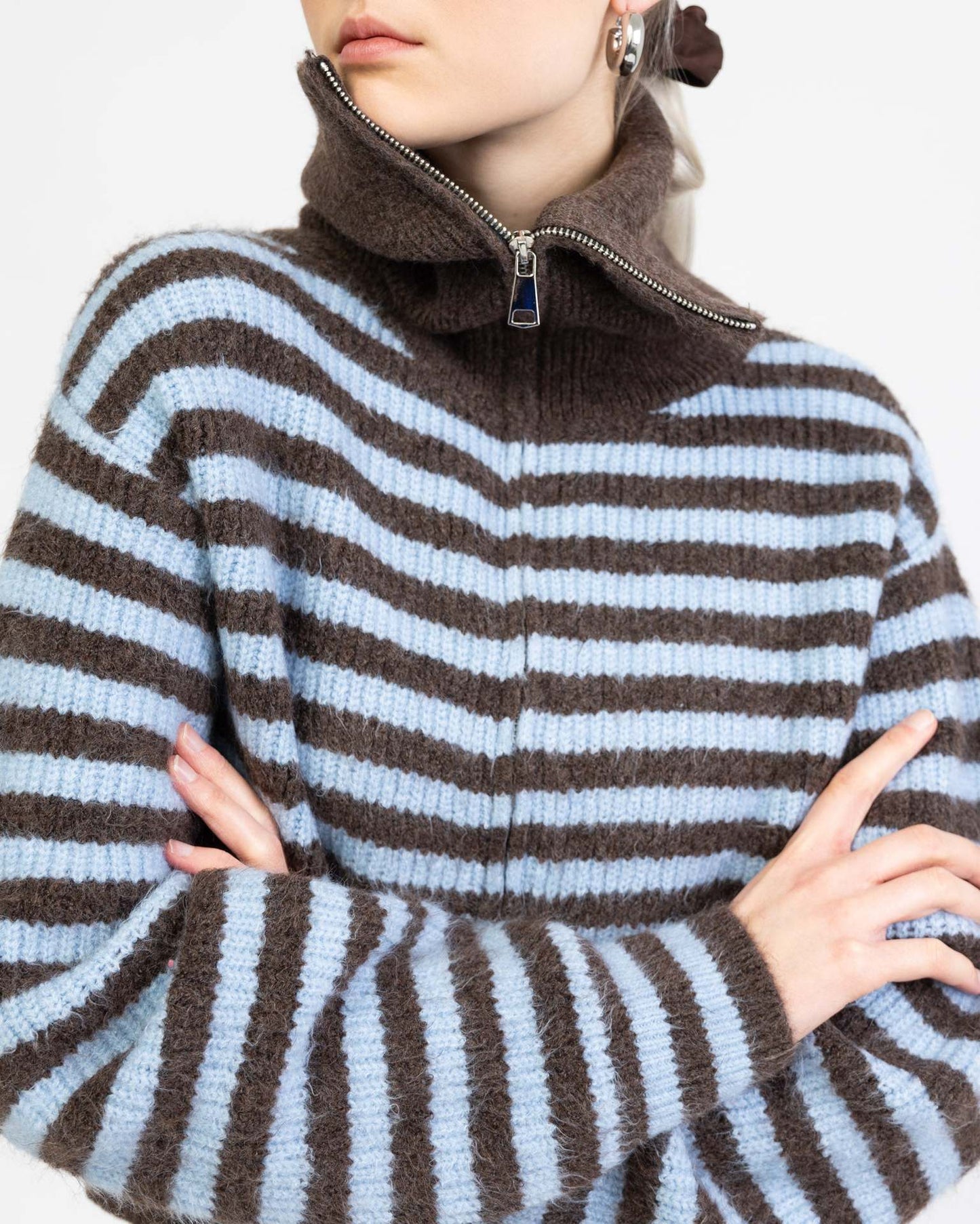 Fall Chunky Knit Open Front Zipper Cardigan
