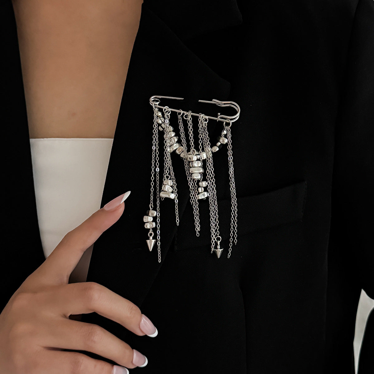 Trendy Irregular Beaded Tassel Brooch Jewelry For Women