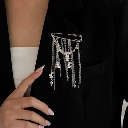 Trendy Irregular Beaded Tassel Brooch Jewelry For Women