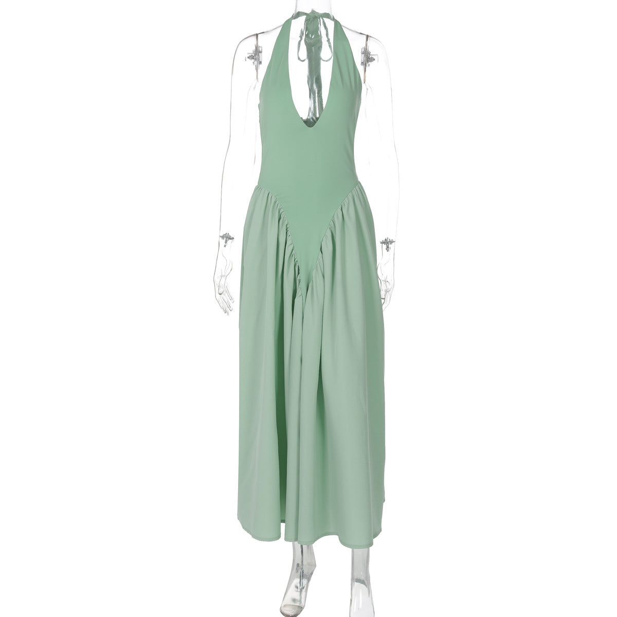 Deep V Lace Hollow-Out Maxi Dress Elegant Casual Dress