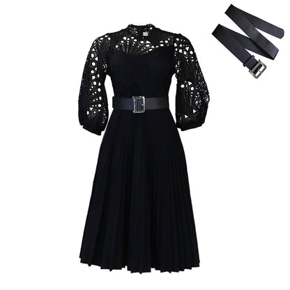 Elegant Lace Pleated Dress All-Season Casual Dress