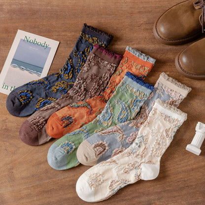 Rufia - Bohemian Embossed Floral Socks