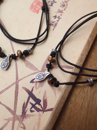 Small And High-End Design Sense Sterling Silver Zakiram Tibetan Style Rope Couple Necklace