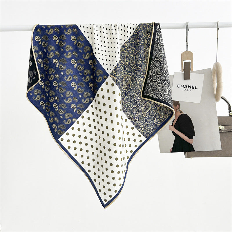 Double Sided Print Soft Square Silk Scarf