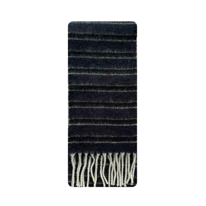 Colorful Striped Wool Blend Scarf With Fringe