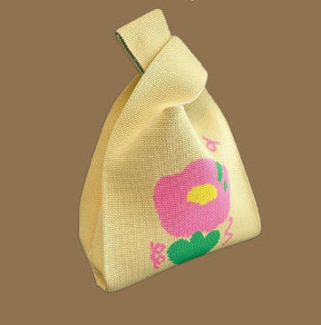 Trendy Cartoon Floral Knitted Tote Bag for Women