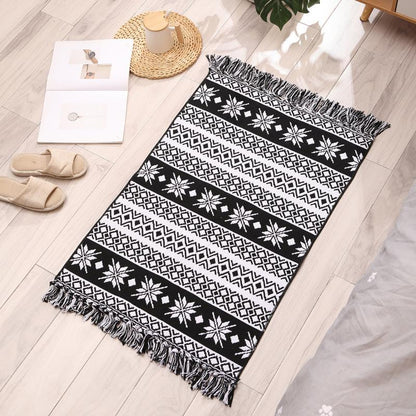 Nordic Style Cotton Tassel Woven Floor Mats Bedroom Bedside Mats Simple Modern Carpets