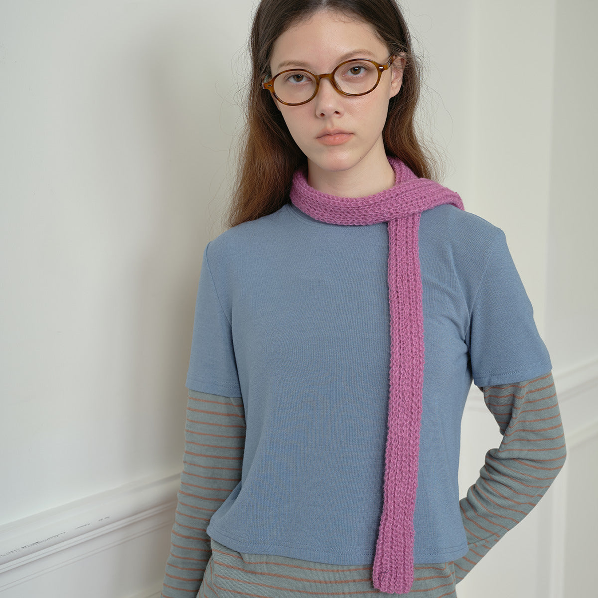 Solid Color Wool Blend Knit Scarf Unisex Fashion Style