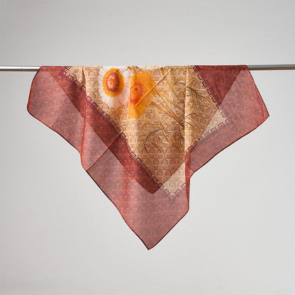 Flower Print Breathable Soft Silk Scarf