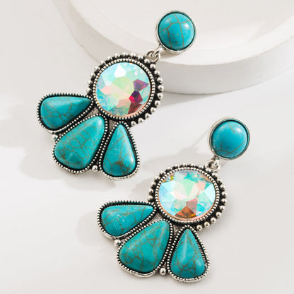 Fashion Vintage Bohemian Turquoise Earrings Stylish Floral Design