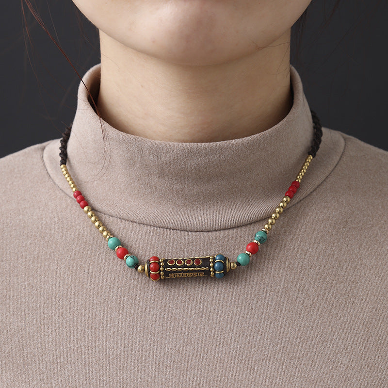Tibetan Ethnic Style Nepal Beads Woven Clavicle Chain Retro Simple Joker Fashion Niche Necklace
