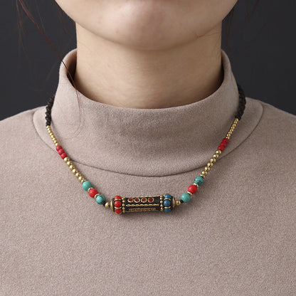 Tibetan Ethnic Style Nepal Beads Woven Clavicle Chain Retro Simple Joker Fashion Niche Necklace
