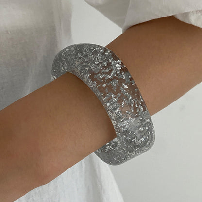 Geometric Transparent Silver Foil Bracelet Stylish Spring Bracelet