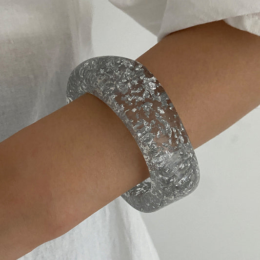 Geometric Transparent Silver Foil Bracelet Stylish Spring Bracelet