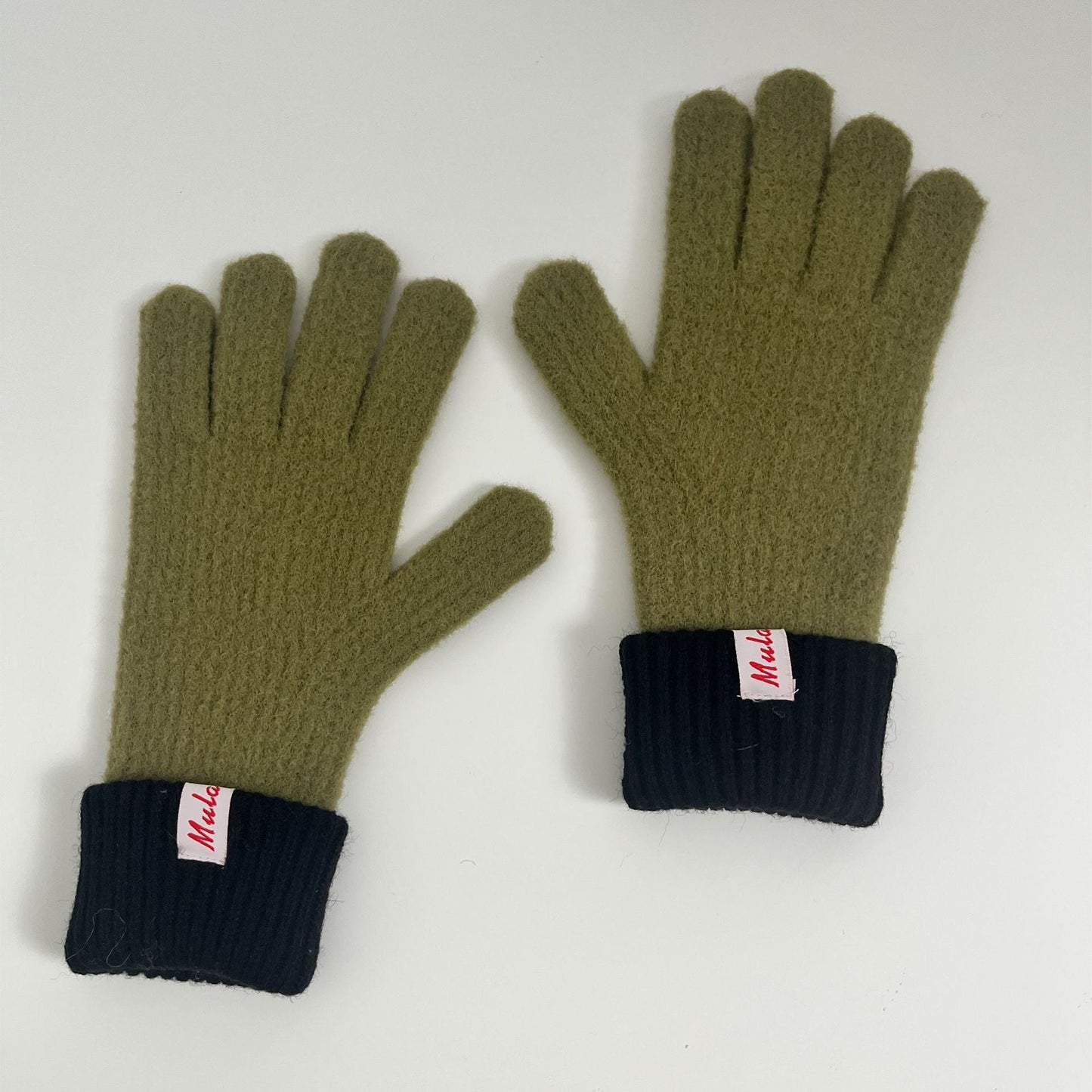Color Block Splicing Wool Knit Gloves