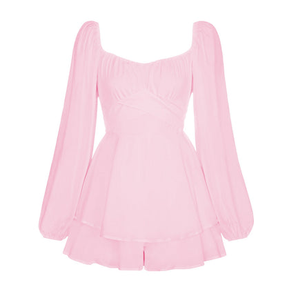 Trendy Women's Jumpsuit With Ruffle Shorts