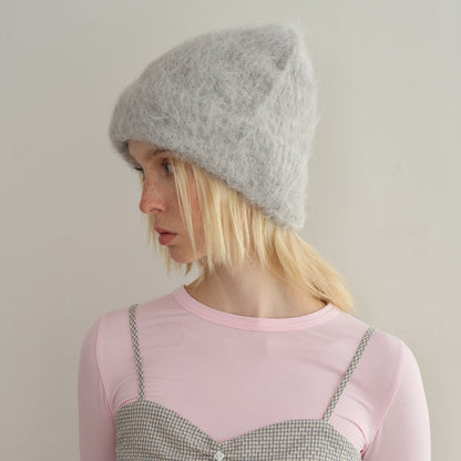Solid Color Warm Alpaca Knit Beanie for Women