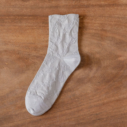 Rufia - Embossed Wide-Cuff Mid-Calf Socks