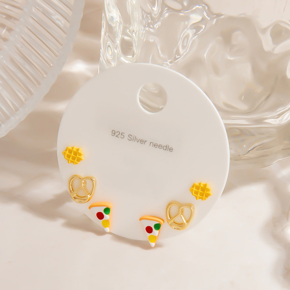 Cute Cartoon Character 925 Silver Stud Earrings Minimalist Fashion Accessories