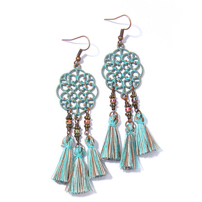 Bohemian Tassel Dangle Earrings Handmade Tribal Style