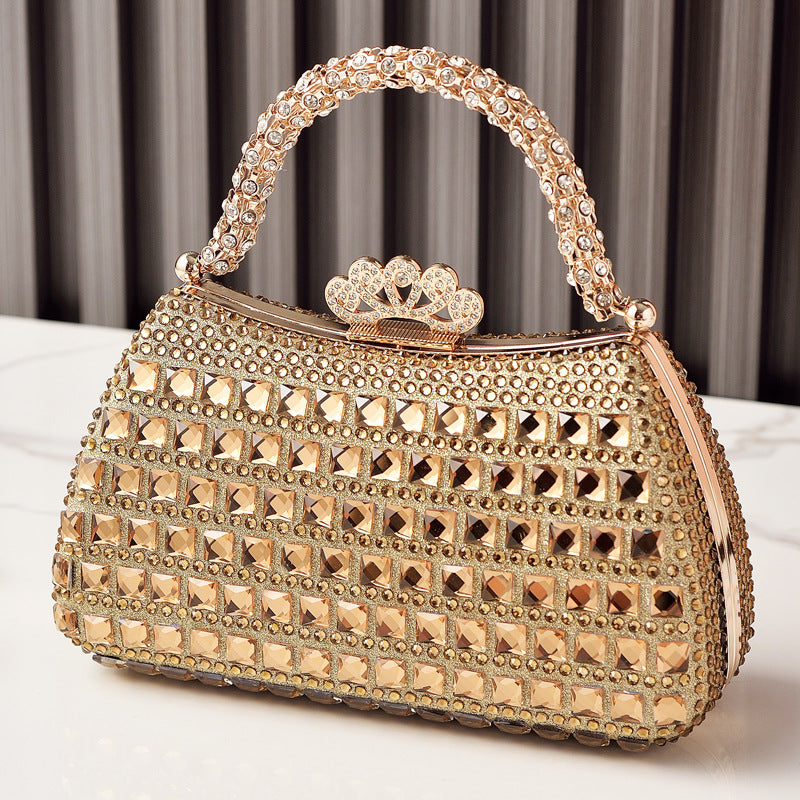 Luxury Rhinestone Evening Clutch Leather Handbag for Parties