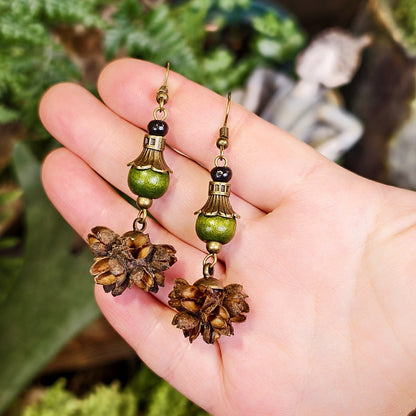Bohemian Leaf Design Alloy Earrings with Natural Elements
