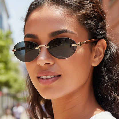Trendy Oval Frame Sunglasses with UV400 Protection