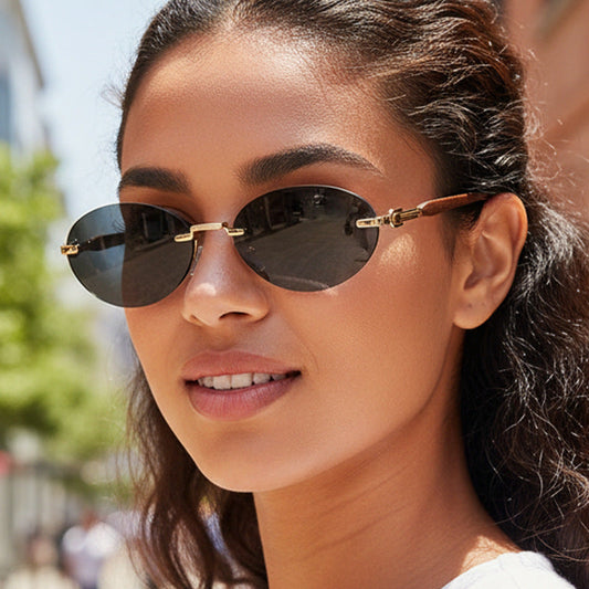Trendy Oval Frame Sunglasses with UV400 Protection