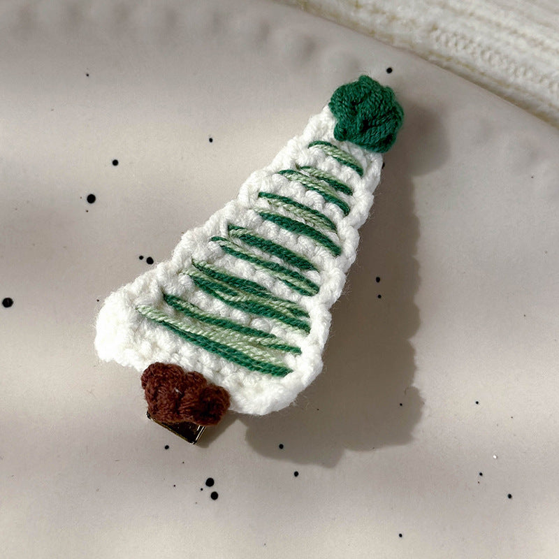 Sweet Hand Knitted Christmas Tree Hair Clip