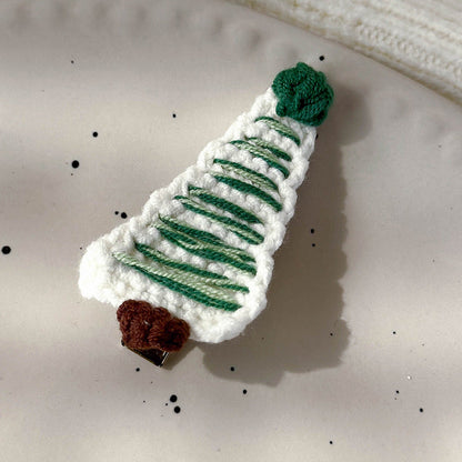 Sweet Hand Knitted Christmas Tree Hair Clip