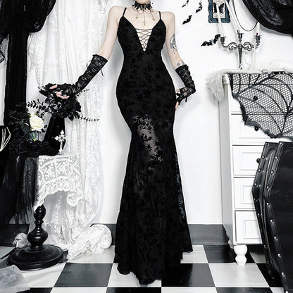 Gothic Lace Maxi Dress Stylish Slip Dress