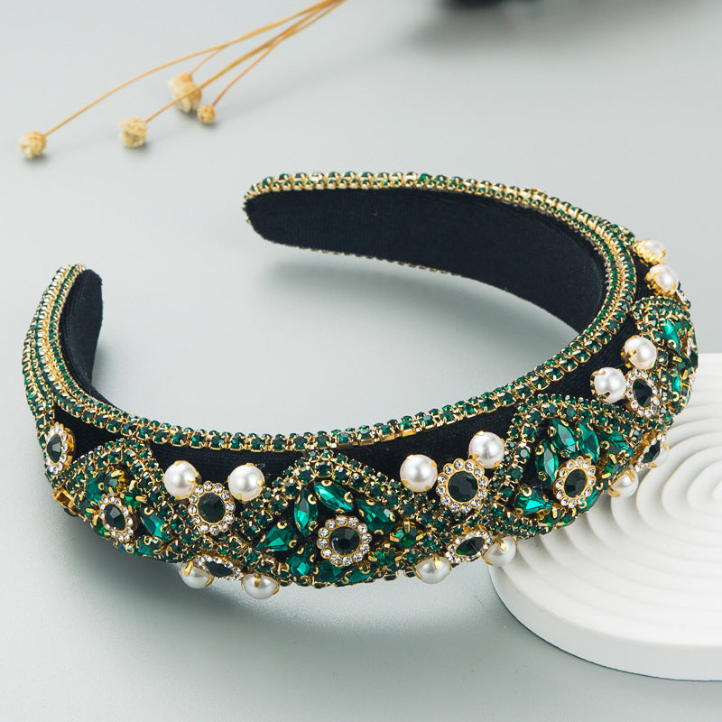 Vintage Pearl Headband With Rhinestones Stylish Casual Hair Accessory