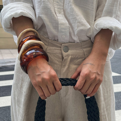 Irregular Geometric Ombre Acrylic Wide Bracelet Stylish Resin Thin Bangle