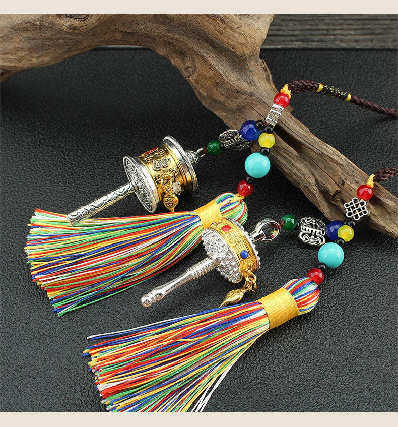 Tibetan Six-Character Motto, Prayer Cylinder, Car Pendant, Wheel Turning, Charm, Car Interior Mirror, Men'S And Women'S Hanging Ornaments