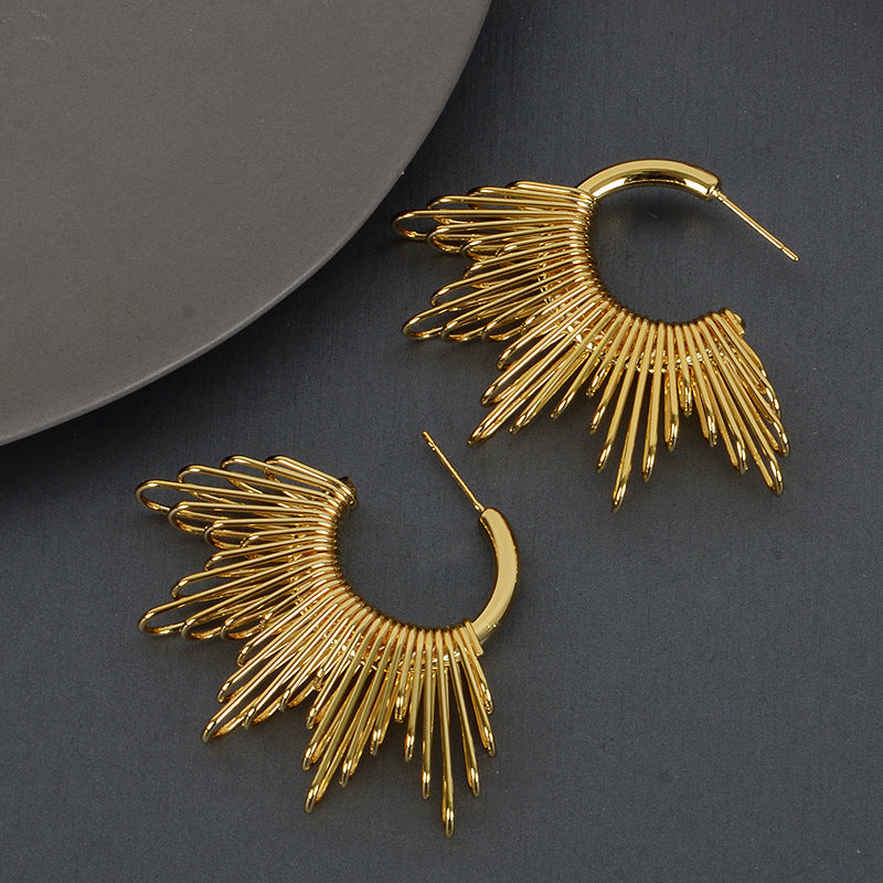 Geometric Gold Plated Earrings For Women Fashion Luxurious Style