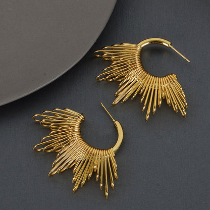 Geometric Gold Plated Earrings For Women Fashion Luxurious Style