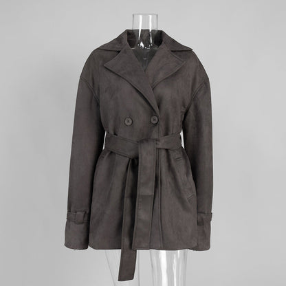 Retro Suede Jacket Stylish Casual Outerwear