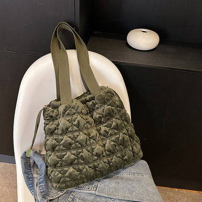 Trendy Velvet Bucket Bag Soft Casual Tote