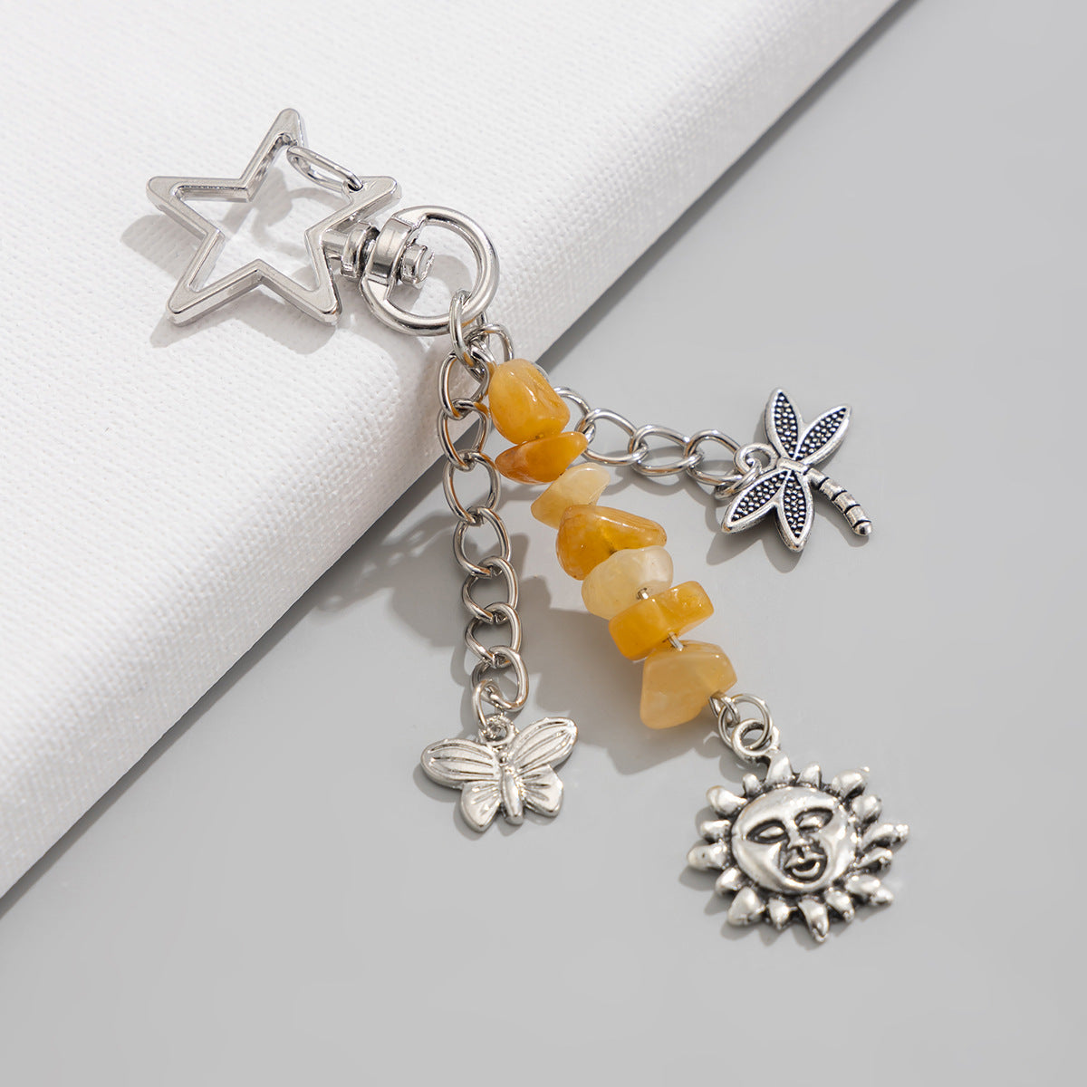 Colorful Stone Tassel Keychain Bag Charms