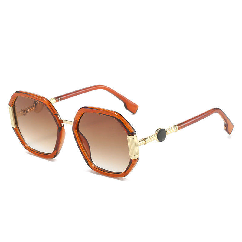 Polygon Sunglasses For Women Trendy Metal Frames Ocean Color